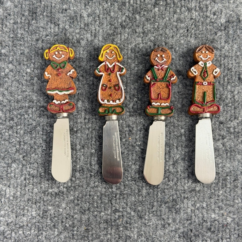 Boston Warehouse Holiday Gingerbread Cheese‎ Spreaders Set of 4 Butter Knives